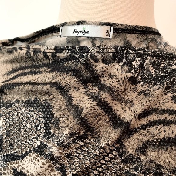 3/$10 Papaya Asymmetrical Snake Print Mini Dress - Picture 3 of 3